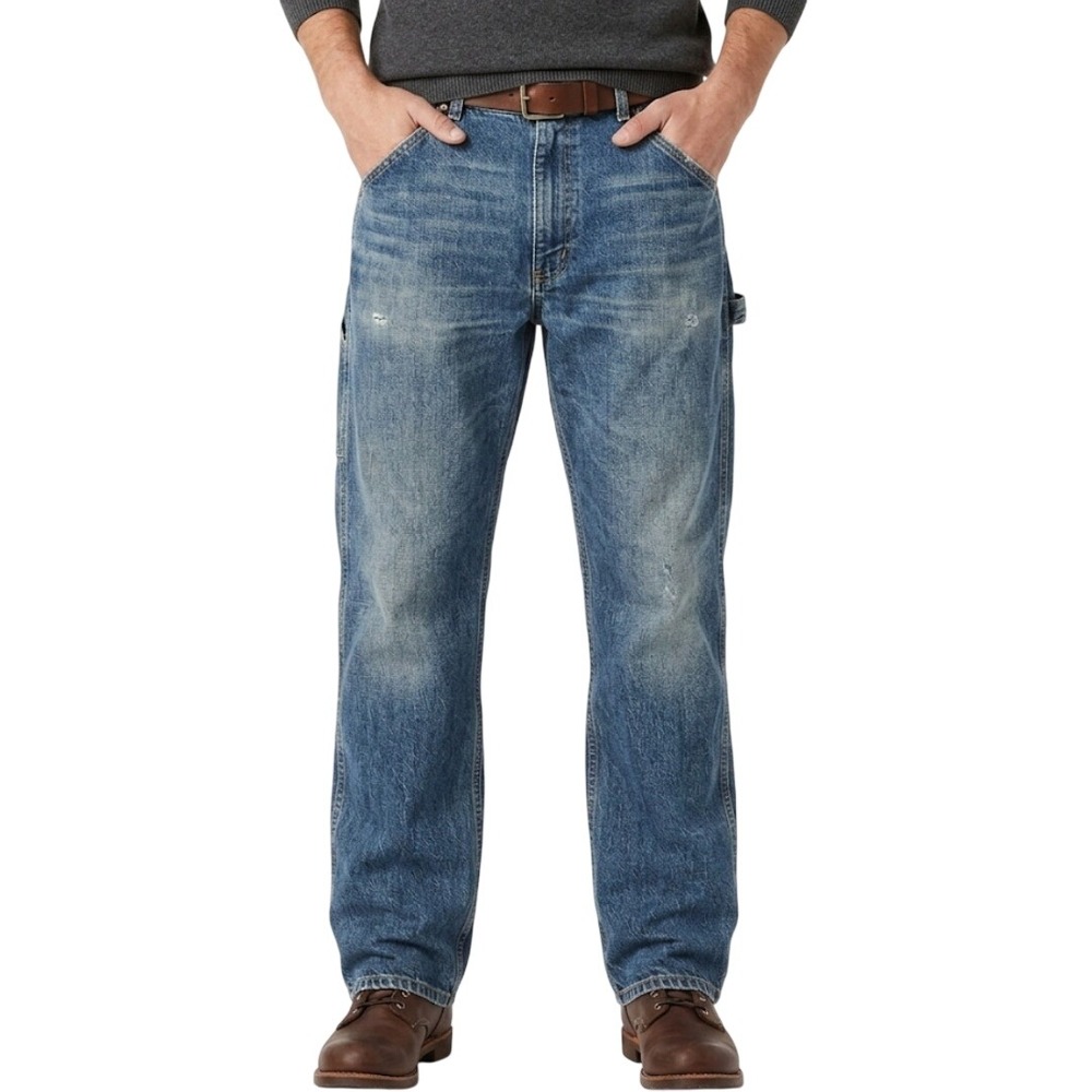 RL Ralph Lauren Carpenter Mens 42x34 Denim Workwear Utility Relaxed Straight Leg